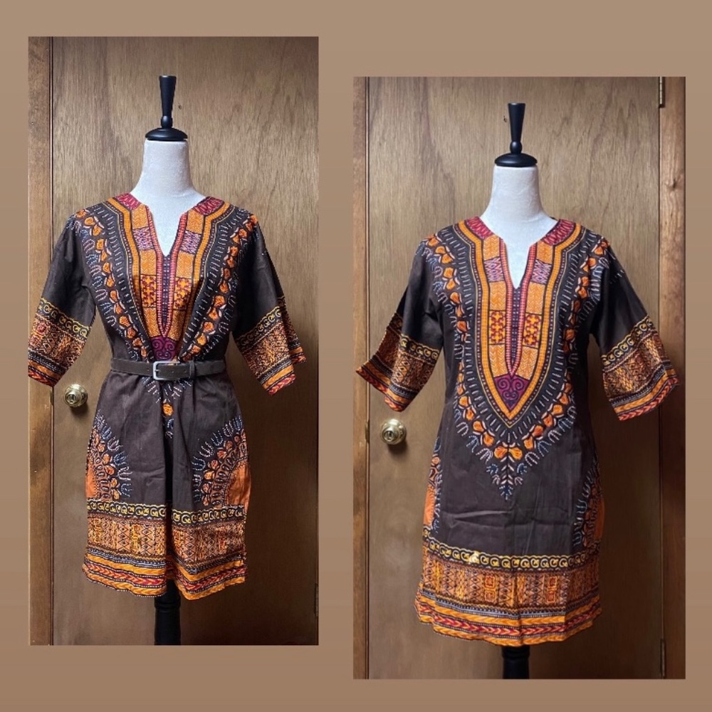 African Design Print Dress  - Size S/M
